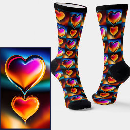 Abstrakte, farbenfrohe Herzen auf schwarz Socken