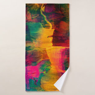 abstrakte, farbenfrohe Hintergrundkunst aus Papier Badehandtuch