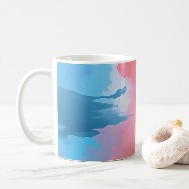 Abstrakte Farbenfrohe Kaffeetasse (Mit Donut)
