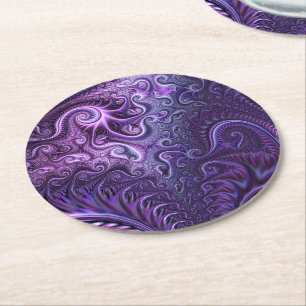 Abstrakte Farbenfrohe Lilac & Violet Spirale Muste Runder Pappuntersetzer