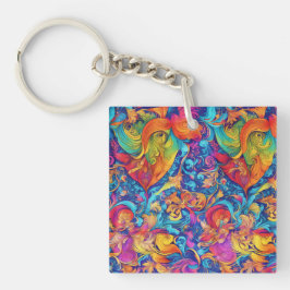 Abstrakte Farbenfrohe Moderner Sommergarten Schlüsselanhänger