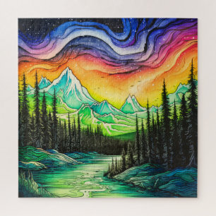 Abstrakte farbenfrohe Nordlichter-Illustration