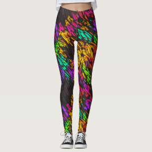 Abstrakte, farbenfrohe Regenbogenlichter auf dunkl Leggings