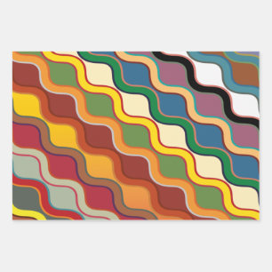 Abstrakte, farbenfrohe Streifen Geschenkpapier Set