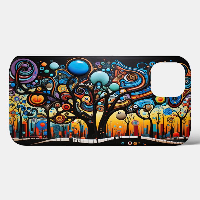 Abstrakte Farbenfrohe, wirbelnde Baumlandschaft Case-Mate iPhone Hülle (Rückseite (Horizontal))