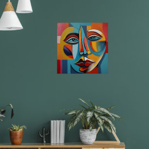 Abstrakte Farbenmalerei eines Gesichts Poster