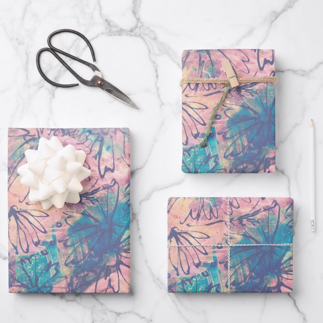 Abstrakte Farbenpracht Geschenkpapier Set (Vorderseite)