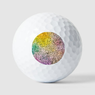 Abstrakte Farbenpracht mit schwarzem Swirl Golfball