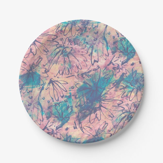 Abstrakte Farbenpracht Pappteller (Vorderseite)