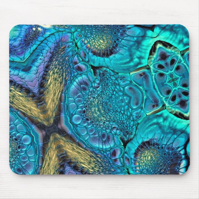 Abstrakte Farbexplosion Aqua Blue Gold Mouse Pad Mousepad (Vorne)