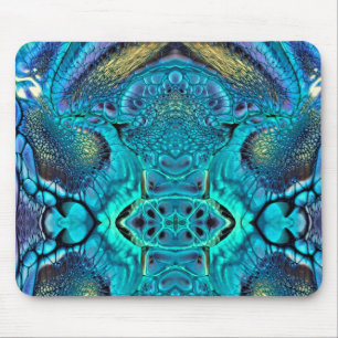 Abstrakte Farbexplosion Aqua Blue Gold Mousepad