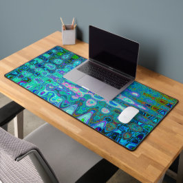 Abstrakte Farbige blaue Wavy Mosaik Retro Schreibtischunterlage