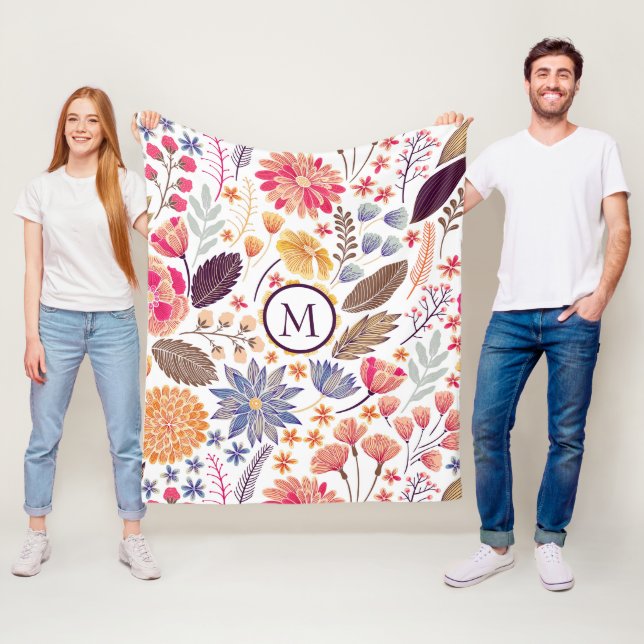 Abstrakte farbige Blume Fleecedecke (Beispiel)