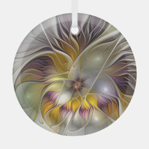 Abstrakte farbige Blume Moderner Fraktal-Kreis Ornament Aus Glas