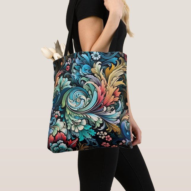 Abstrakte farbige Blume Tasche (Von Nahem)