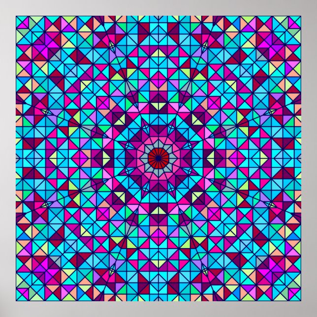 Abstrakte Farbige Digital Decorative Blume. Geome Poster (Vorne)
