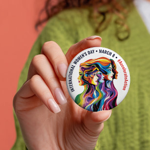 Abstrakte farbige Gesichter Frauentag   IWD Button