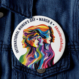 Abstrakte farbige Gesichter Frauentag | IWD Button