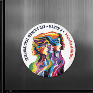 Abstrakte farbige Gesichter Frauentag   IWD Magnet