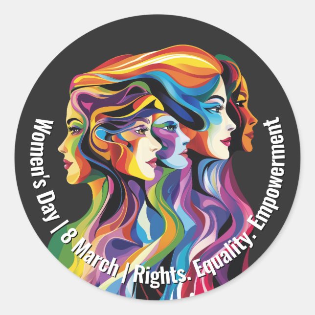Abstrakte farbige Gesichter Frauentag | IWD Runder Aufkleber (Vorderseite)