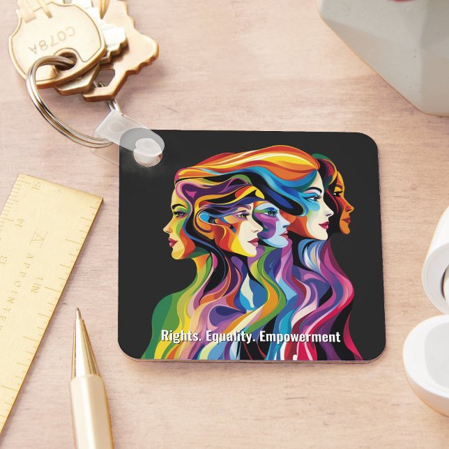 Abstrakte farbige Gesichter Frauentag | IWD Schlüsselanhänger (Abstract Colorful Faces Women's Day | IWD Keychain)