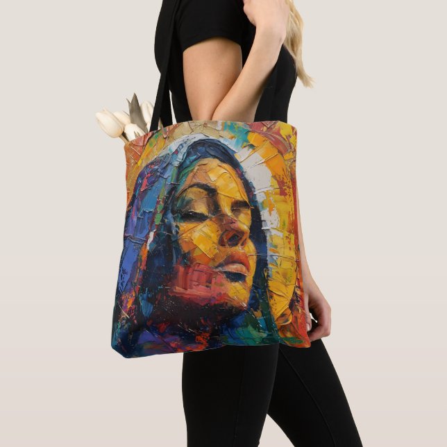 Abstrakte Farbige Heilige Maria Tasche (Von Nahem)
