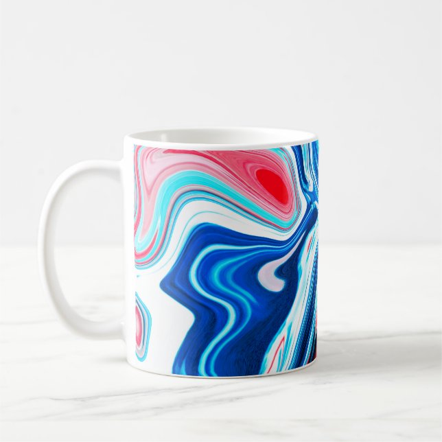Abstrakte, farbige Marmorstruktur Kaffeetasse (Links)