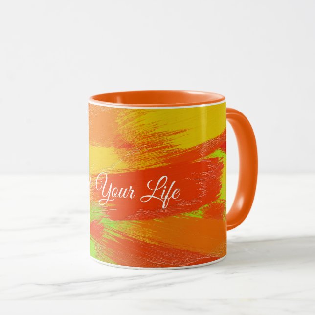 Abstrakte farbige Pinselstriche texture.text. Tasse (VorderseiteRechts)