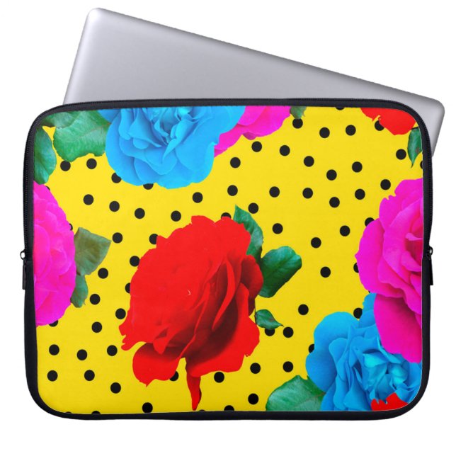 Abstrakte Farbige Real Rose und Metallische Blätte Laptopschutzhülle (Vorderseite)