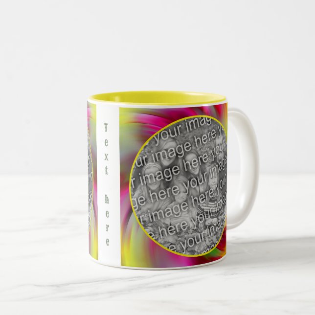 Abstrakte farbige Wirbel Rahmen hinzufügen Ihr Fot Zweifarbige Tasse (VorderseiteRechts)