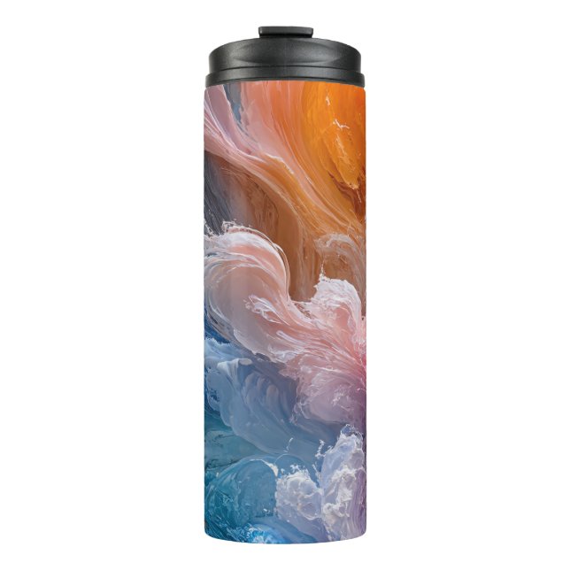 Abstrakte farbige Wirbel Thermosbecher (Vorderseite)