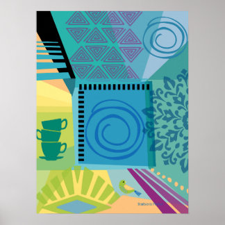 Abstrakte Farbkollektion mit Teacups Poster