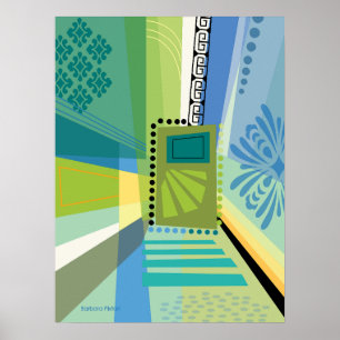 Abstrakte Farbkombination Blau und Grün Poster