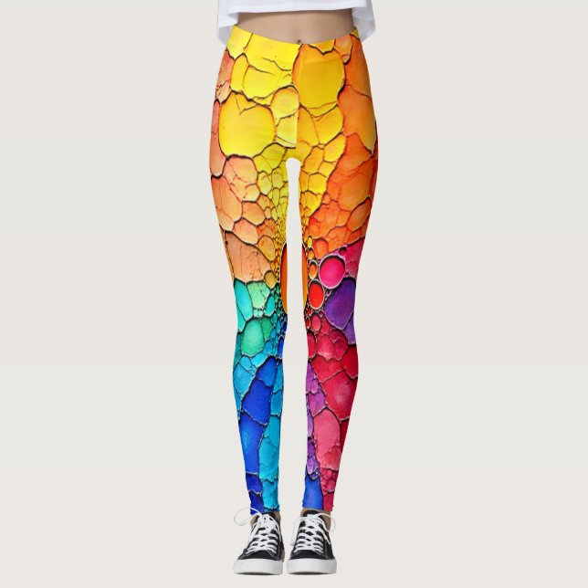 Abstrakte Farbkreisel-Wirbel-Kunst Leggings (Vorderseite)