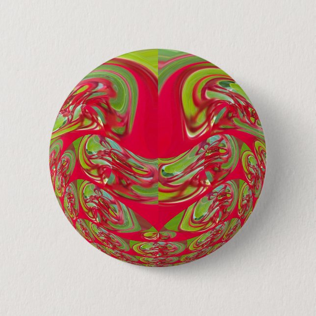 Abstrakte Farbkunst in Rot und Grün Button (Vorderseite)