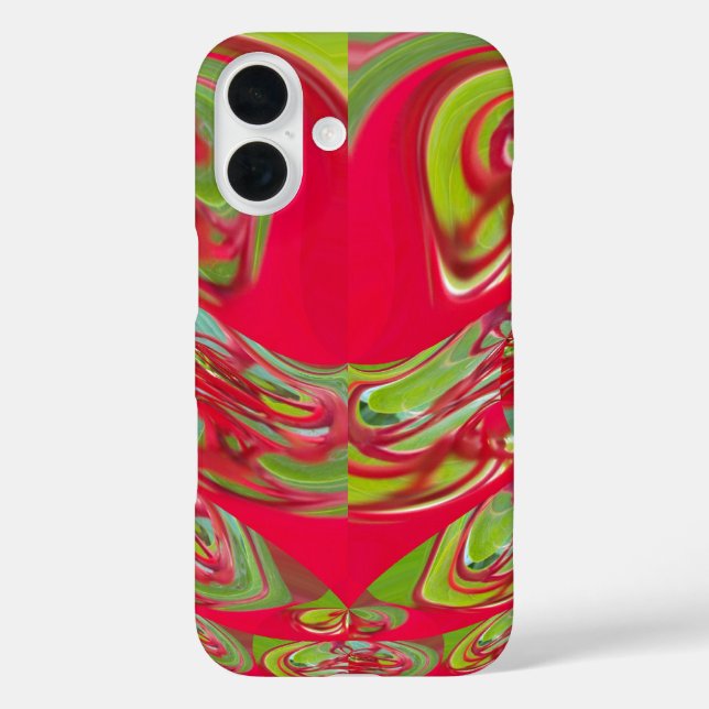 Abstrakte Farbkunst in Rot und Grün iPhone 16 Hülle (Rückseite)