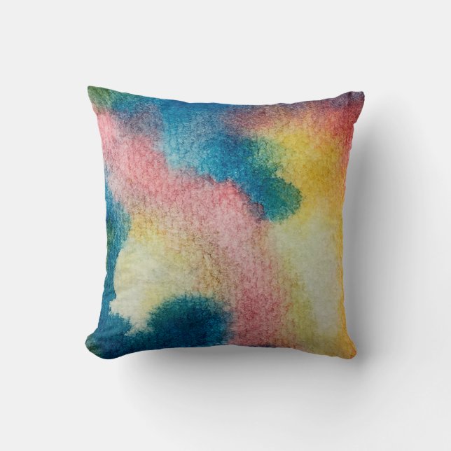 Abstrakte Farbkunst mit leuchtender Farbe und Aqua Kissen (Vorderseite)