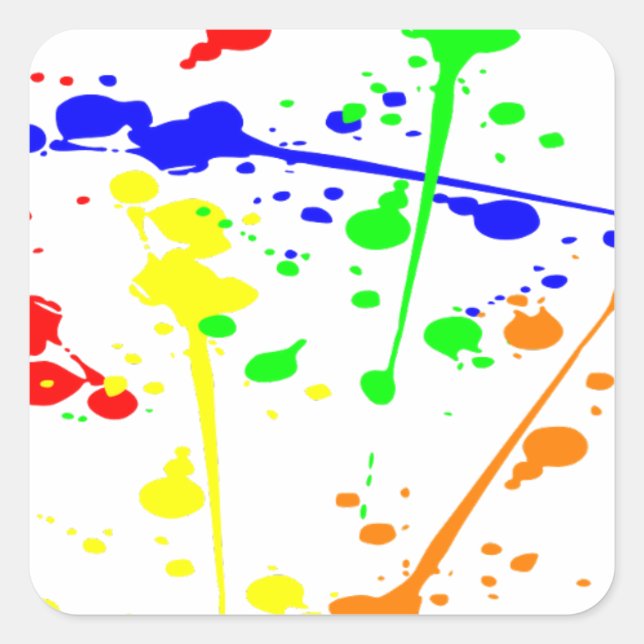 Abstrakte Farbkunst Paint splash Quadratischer Aufkleber (Vorderseite)