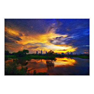Abstrakte Farbmaleirei Saigon-Sonnenuntergang Fotodruck