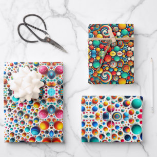 Abstrakte Farbpunkte Geschenkpapier Set