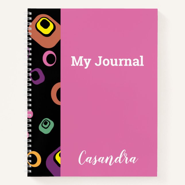 Abstrakte Farbpunkte im rosa Hintergrundblatt Notizbuch (Vorderseite)