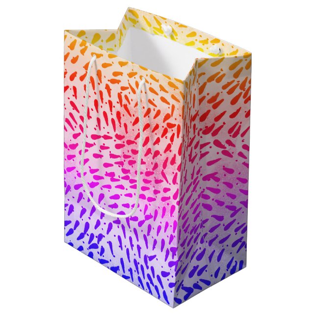 Abstrakte Farbpunkte Mittlere Geschenktüte (Vorderseite Schrägansicht)