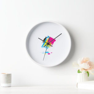 Abstrakte Farbspritzer-Wanduhr – Moderne runde Aus Uhr