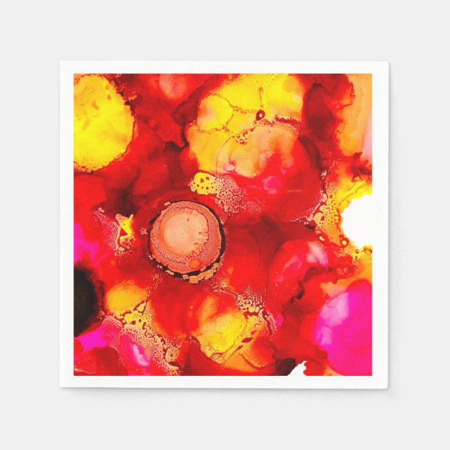 Abstrakte Farbtöne, gelb und rosa Serviette (Vorderseite)