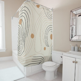 Abstrakte Farbtöne in Beige und Schwarz Duschvorhang