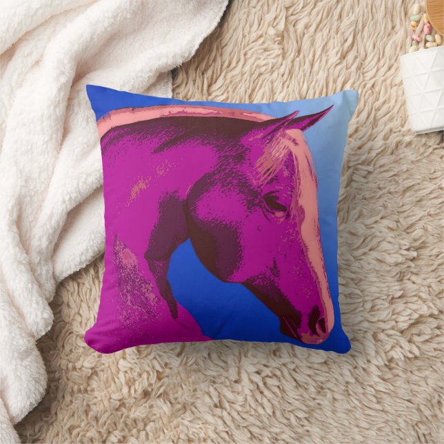 Abstrakte Farbtöne rosa Pferdekunst Kissen (Decke)