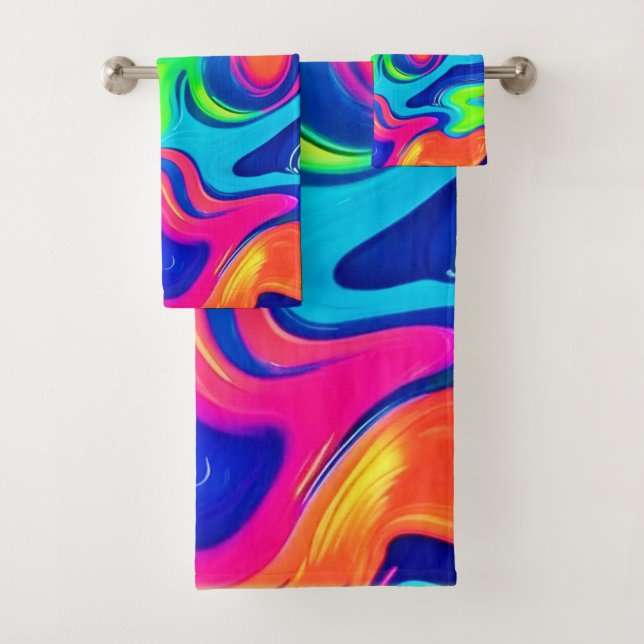 Abstrakte Farbwellen Kunst Badhandtuch Set (Insitu)