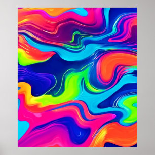 Abstrakte Farbwellen Kunst Poster