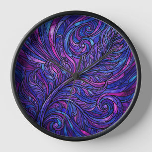 Abstrakte Farn-Kosmische-Violett-Modern-Art-Uhren Uhr