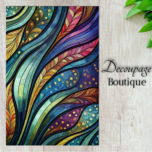 Abstrakte Federn aus Hartglas Seidenpapier (Stained Glass Abstract Feathers Decoupage Tissue Paper)